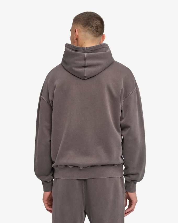Sweat à capuche oversize en coton bio - Boue délavée