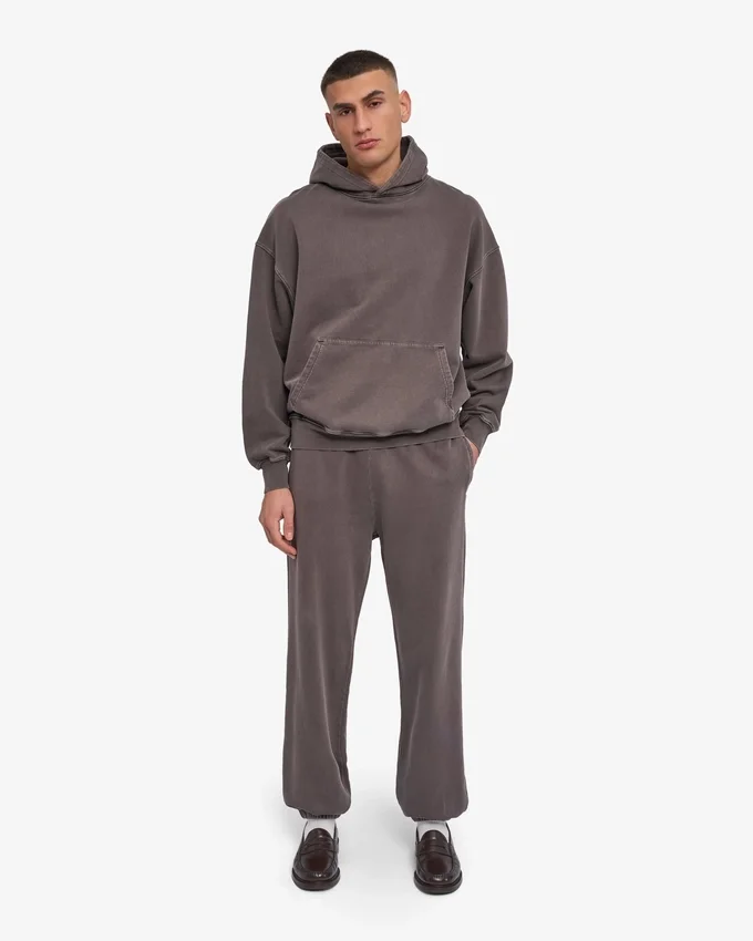 Sweat à capuche oversize en coton bio - Boue délavée