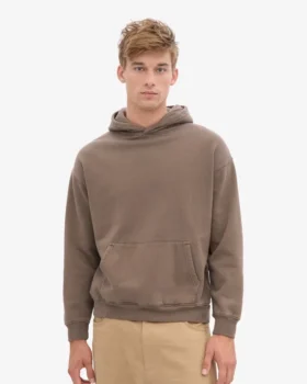 Sweat à capuche oversize en coton bio – Brun cèdre