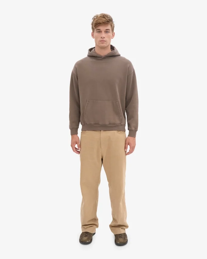Sweat à capuche oversize en coton bio - Brun cèdre