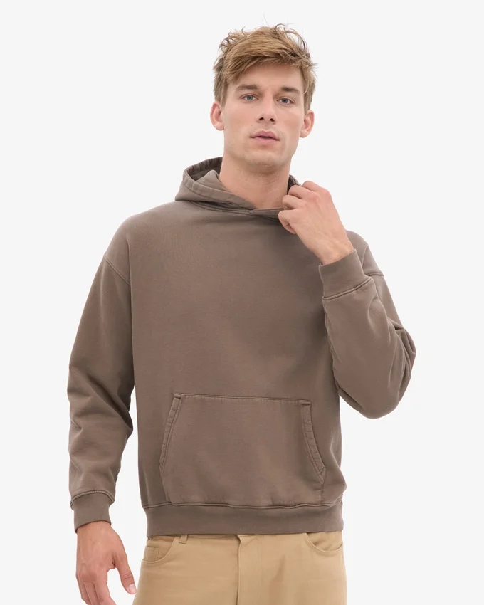 Sweat à capuche oversize en coton bio - Brun cèdre