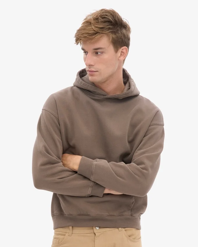Sweat à capuche oversize en coton bio - Brun cèdre