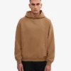 Sweat à capuche oversize en coton bio - Camel Sahara