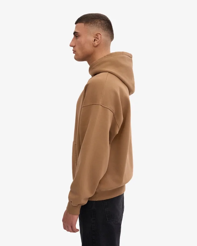 Sweat à capuche oversize en coton bio - Camel Sahara