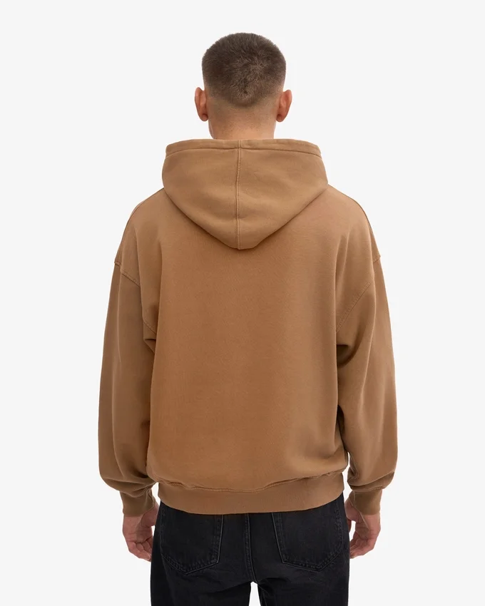 Sweat à capuche oversize en coton bio - Camel Sahara
