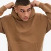 Sweat à capuche oversize en coton bio - Camel Sahara