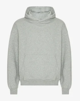 Sweat à capuche oversize en coton bio - Gris chiné