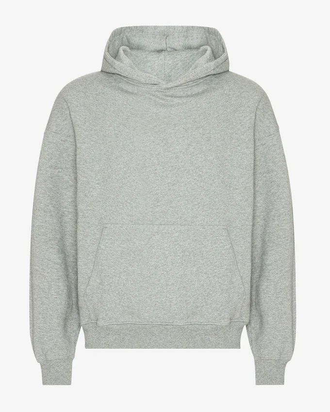 Sweat à capuche oversize en coton bio - Gris chiné
