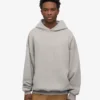 Sweat à capuche oversize en coton bio - Gris chiné