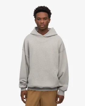 Sweat à capuche oversize en coton bio – Gris chiné