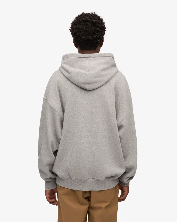 Sweat à capuche oversize en coton bio - Gris chiné