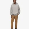 Sweat à capuche oversize en coton bio - Gris chiné