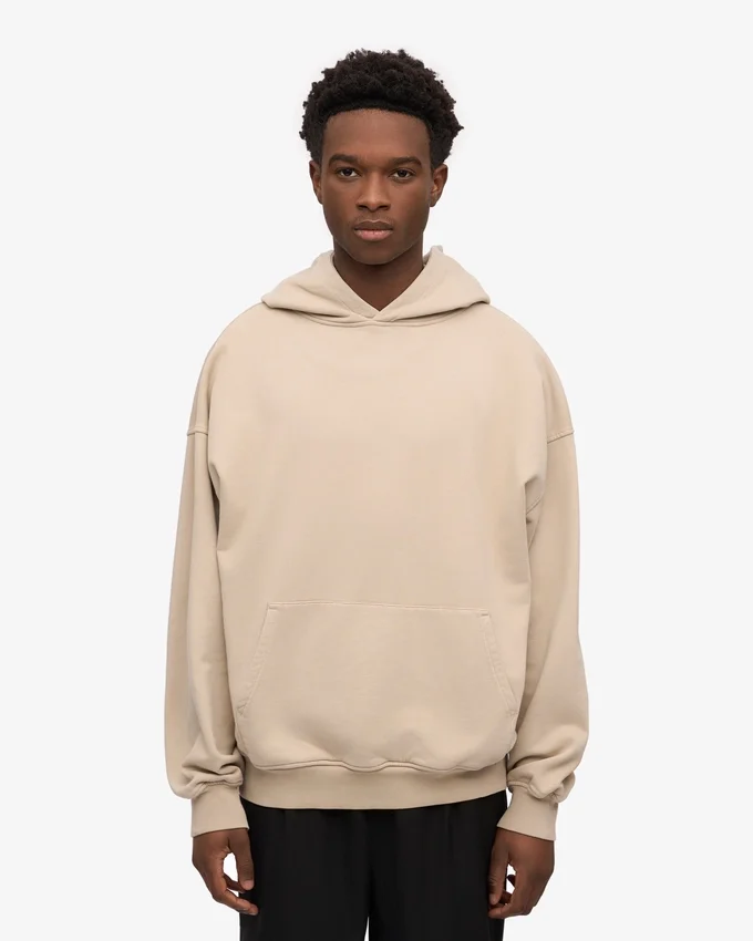 Sweat à capuche oversize en coton bio - Gris huître