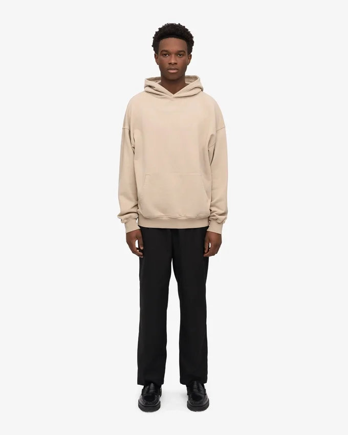 Sweat à capuche oversize en coton bio - Gris huître