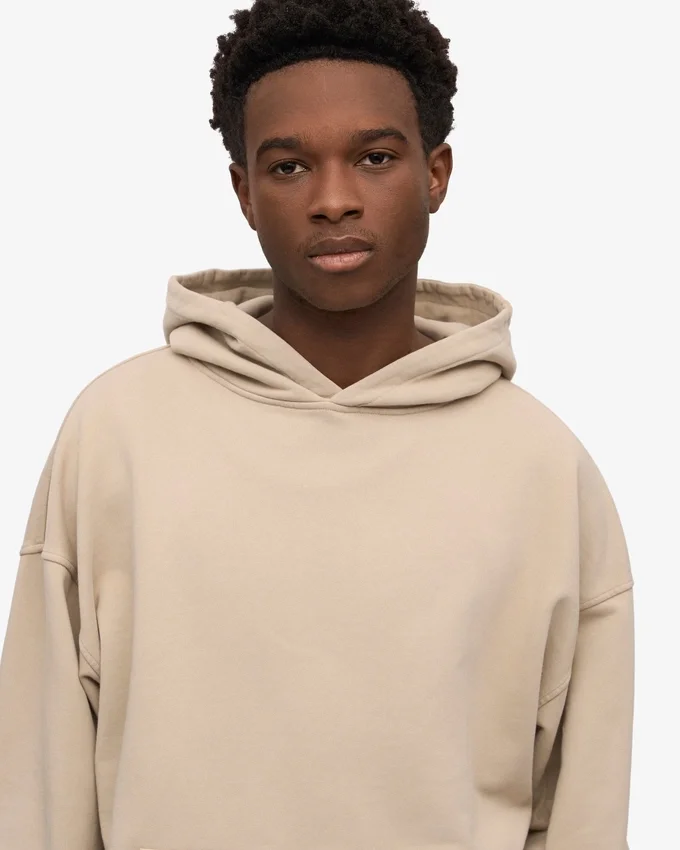 Sweat à capuche oversize en coton bio - Gris huître