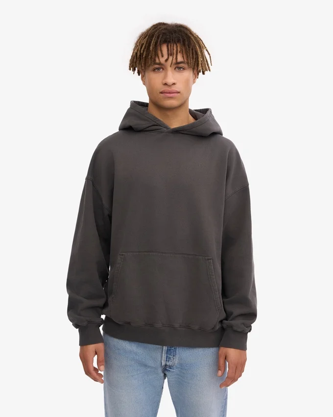 Sweat à capuche oversize en coton bio - Gris lave