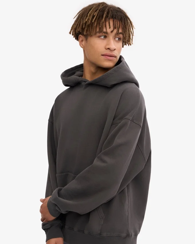 Sweat à capuche oversize en coton bio - Gris lave