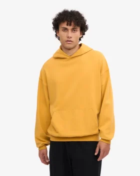 Sweat à capuche oversize en coton bio – Jaune brûlé