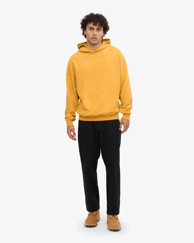 Sweat à capuche oversize en coton bio - Jaune brûlé