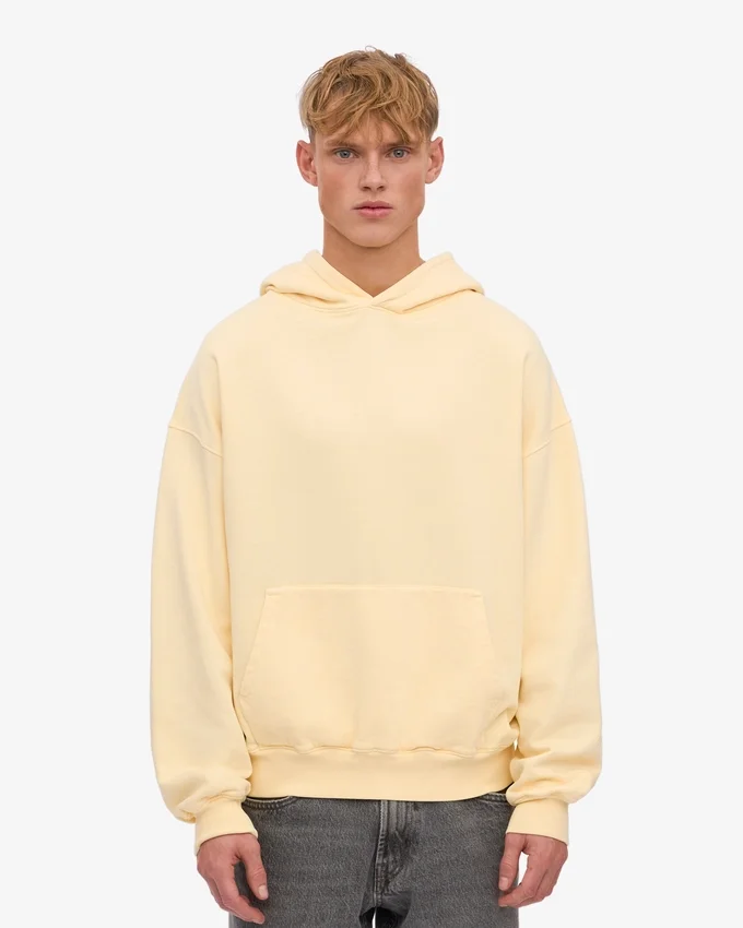 Sweat à capuche oversize en coton bio - Jaune pâle