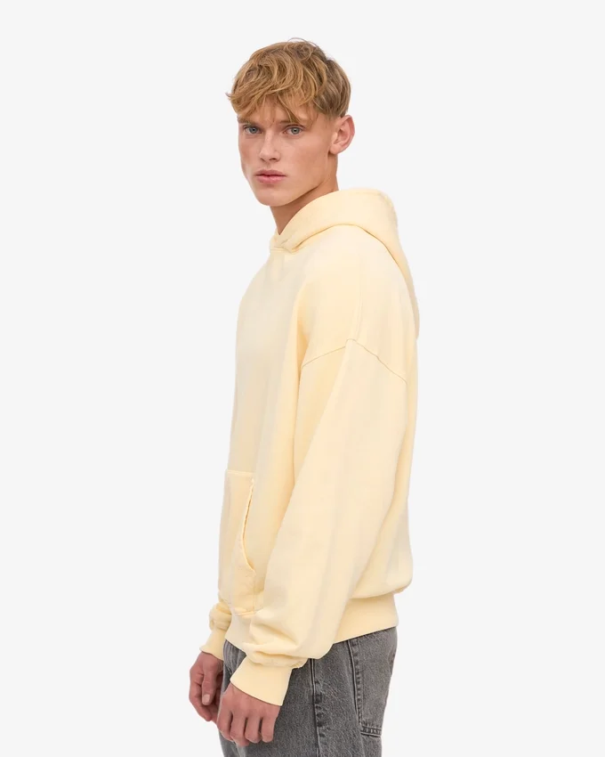 Sweat à capuche oversize en coton bio - Jaune pâle