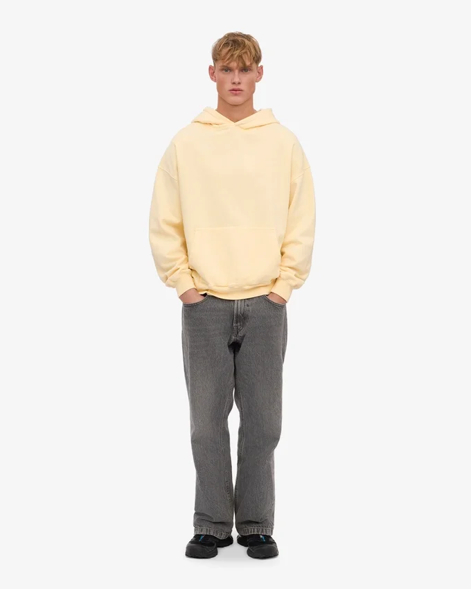 Sweat à capuche oversize en coton bio - Jaune pâle