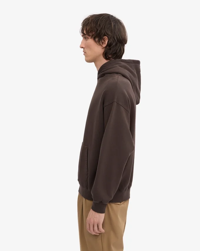 Sweat à capuche oversize en coton bio - Marron café