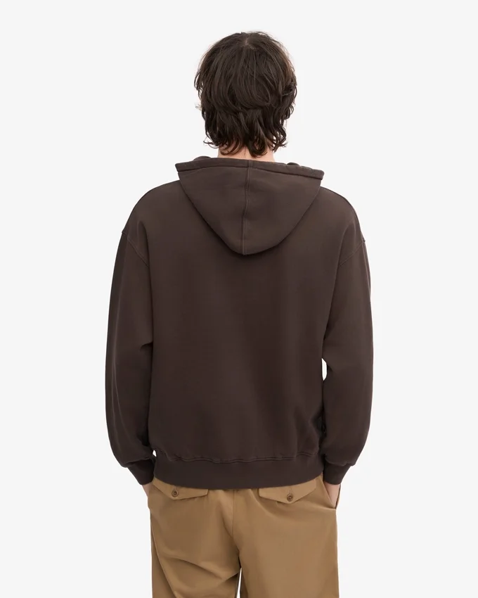 Sweat à capuche oversize en coton bio - Marron café