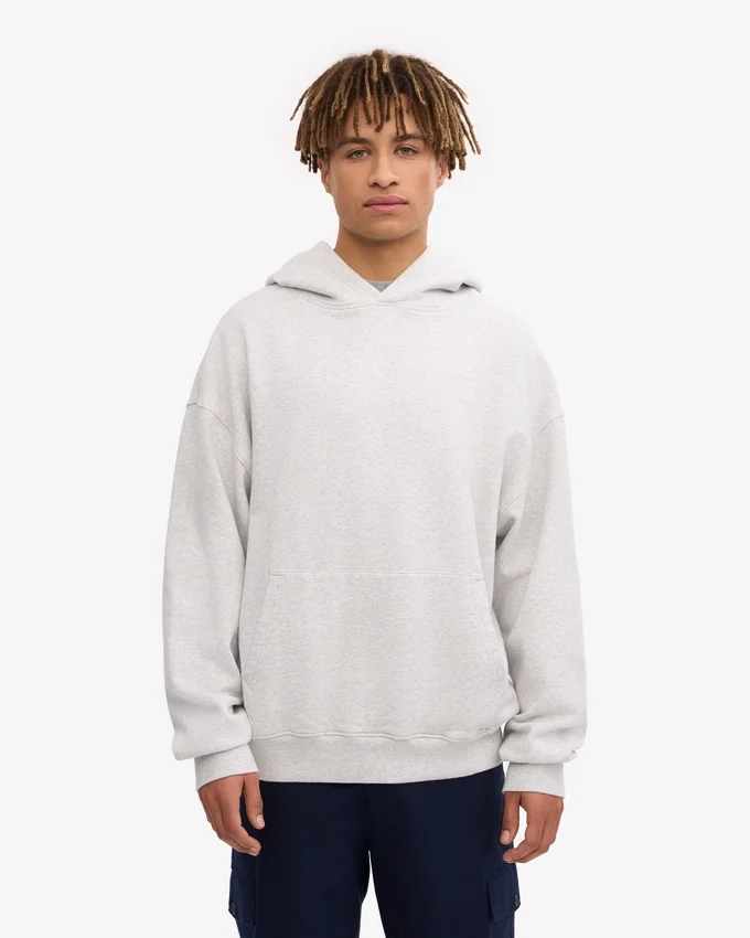 Sweat à capuche oversize en coton bio - Mélange neige