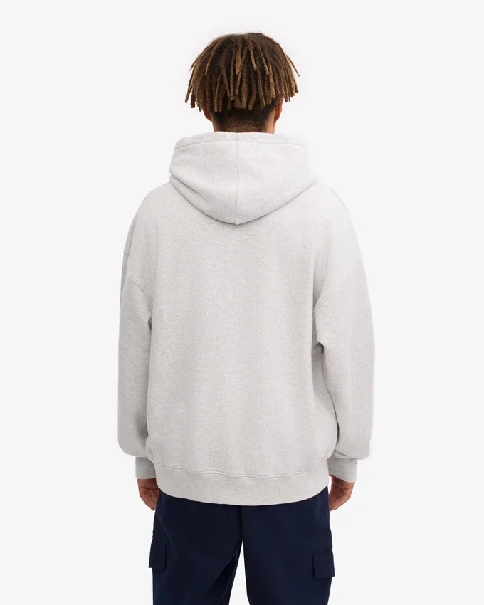Sweat à capuche oversize en coton bio - Mélange neige