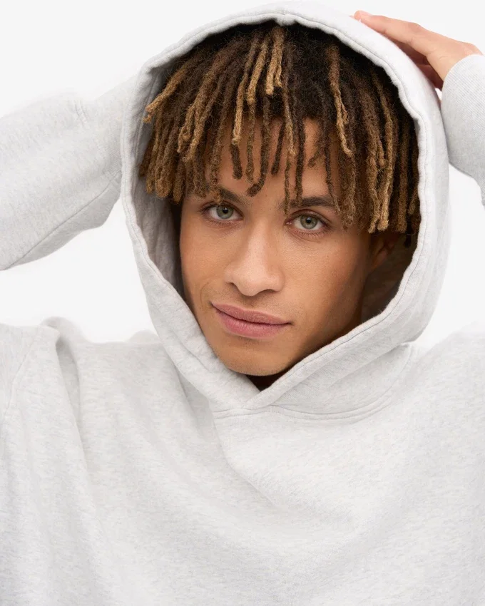 Sweat à capuche oversize en coton bio - Mélange neige