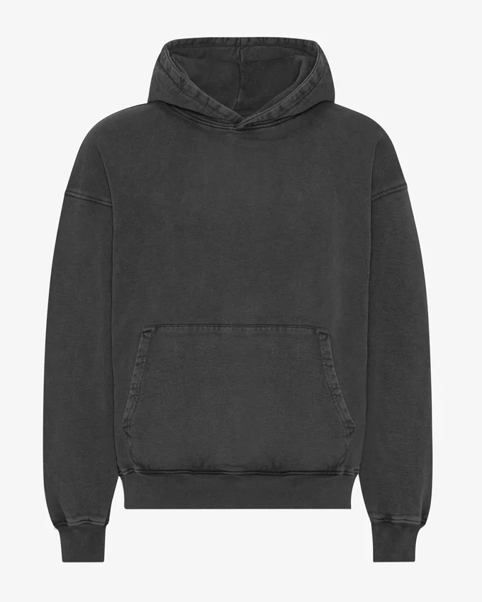 Sweat à capuche oversize en coton bio - Noir délavé