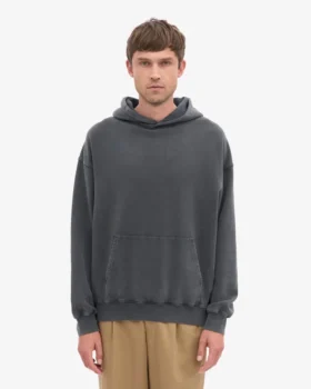 Sweat à capuche oversize en coton bio – Noir délavé