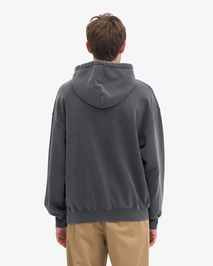 Sweat à capuche oversize en coton bio - Noir délavé