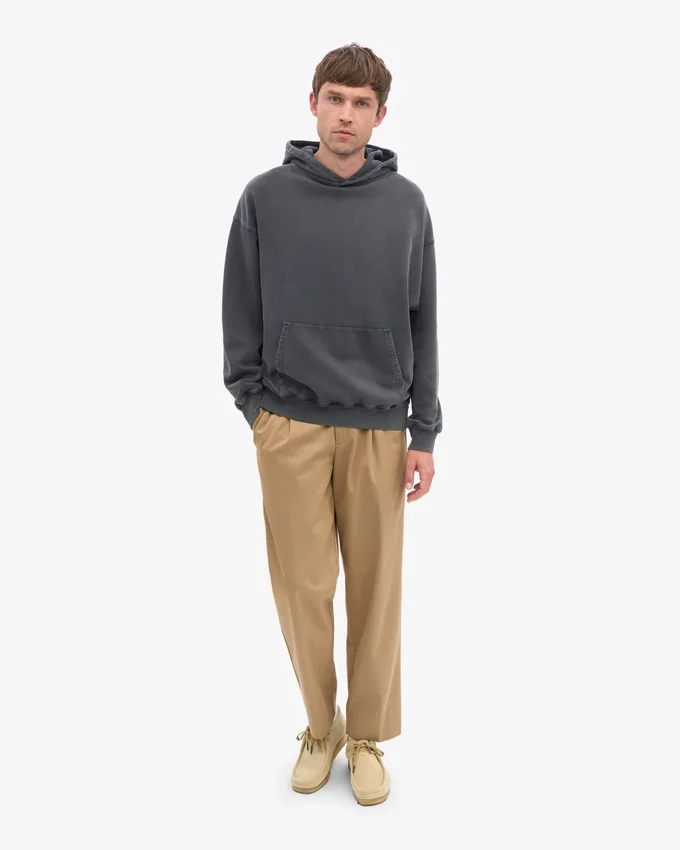 Sweat à capuche oversize en coton bio - Noir délavé