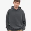 Sweat à capuche oversize en coton bio - Noir délavé