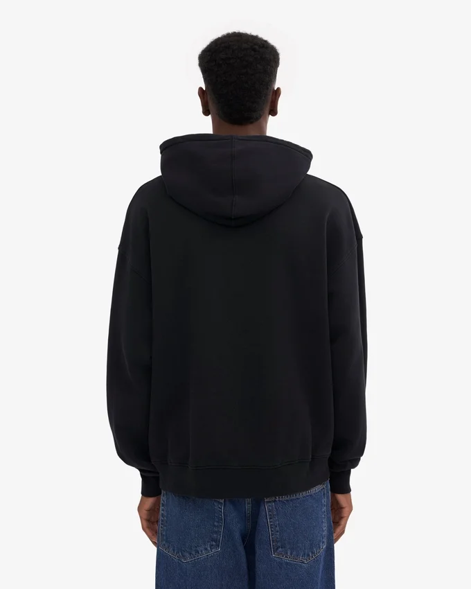 Sweat à capuche oversize en coton bio - Noir intense