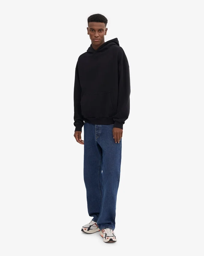 Sweat à capuche oversize en coton bio - Noir intense