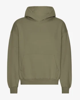 Sweat à capuche oversize en coton bio - Olive poussiéreux