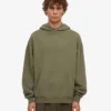 Sweat à capuche oversize en coton bio - Olive poussiéreux