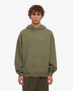 Sweat à capuche oversize en coton bio – Olive poussiéreux
