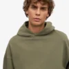 Sweat à capuche oversize en coton bio - Olive poussiéreux