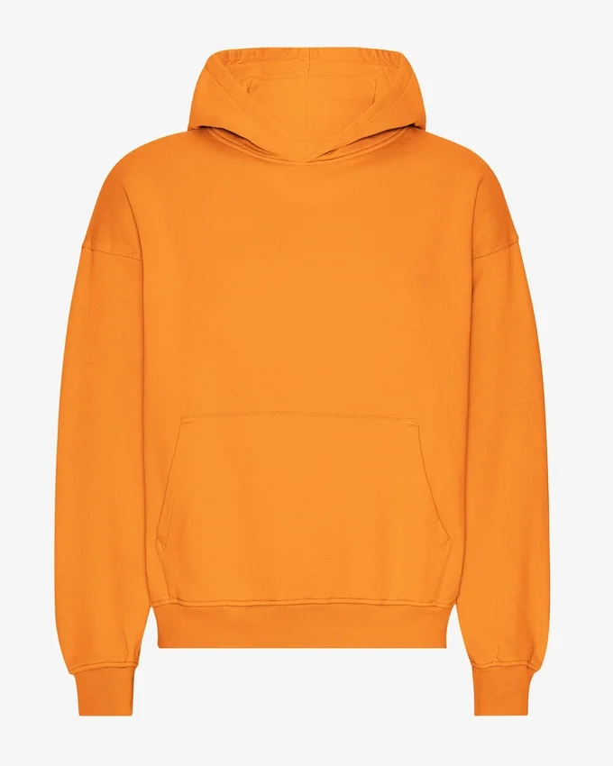 Sweat à capuche oversize en coton bio - Orange soleil