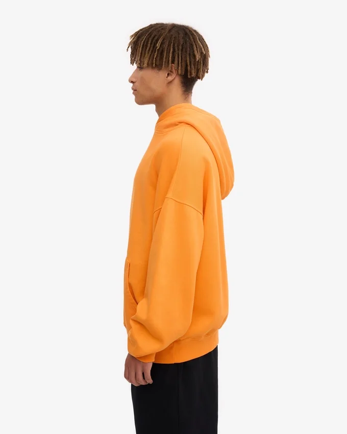 Sweat à capuche oversize en coton bio - Orange soleil