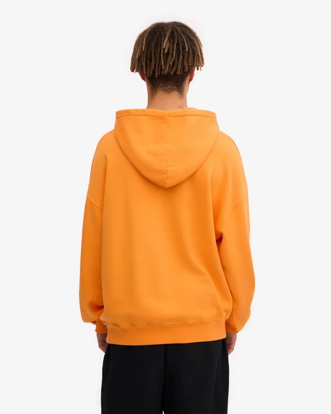 Sweat à capuche oversize en coton bio - Orange soleil