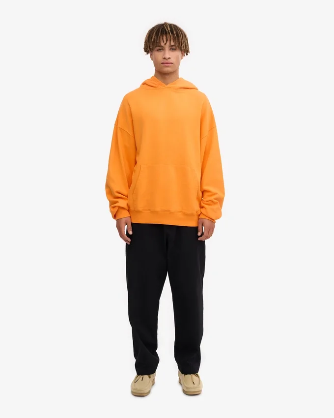 Sweat à capuche oversize en coton bio - Orange soleil