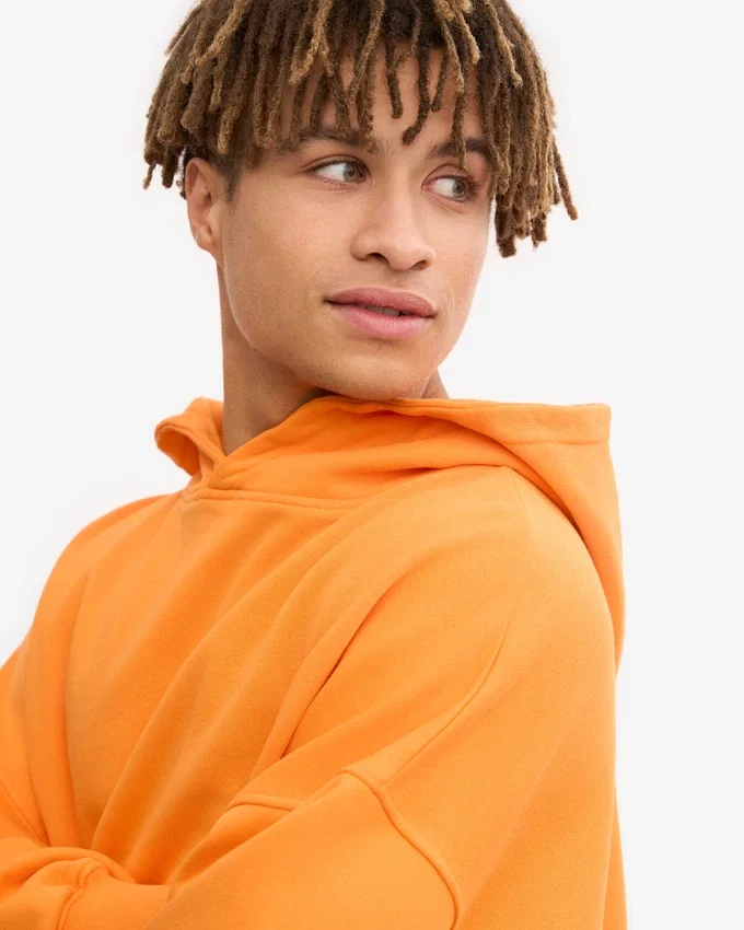 Sweat à capuche oversize en coton bio - Orange soleil
