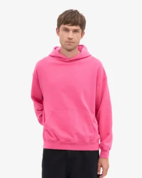 Sweat à capuche oversize en coton bio – Rose bubble-gum