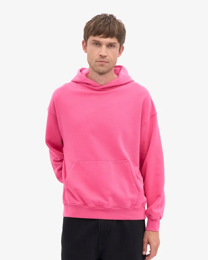 Sweat à capuche oversize en coton bio - Rose bubble-gum