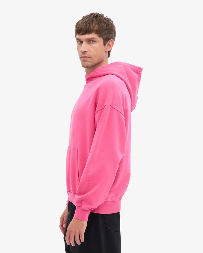 Sweat à capuche oversize en coton bio - Rose bubble-gum